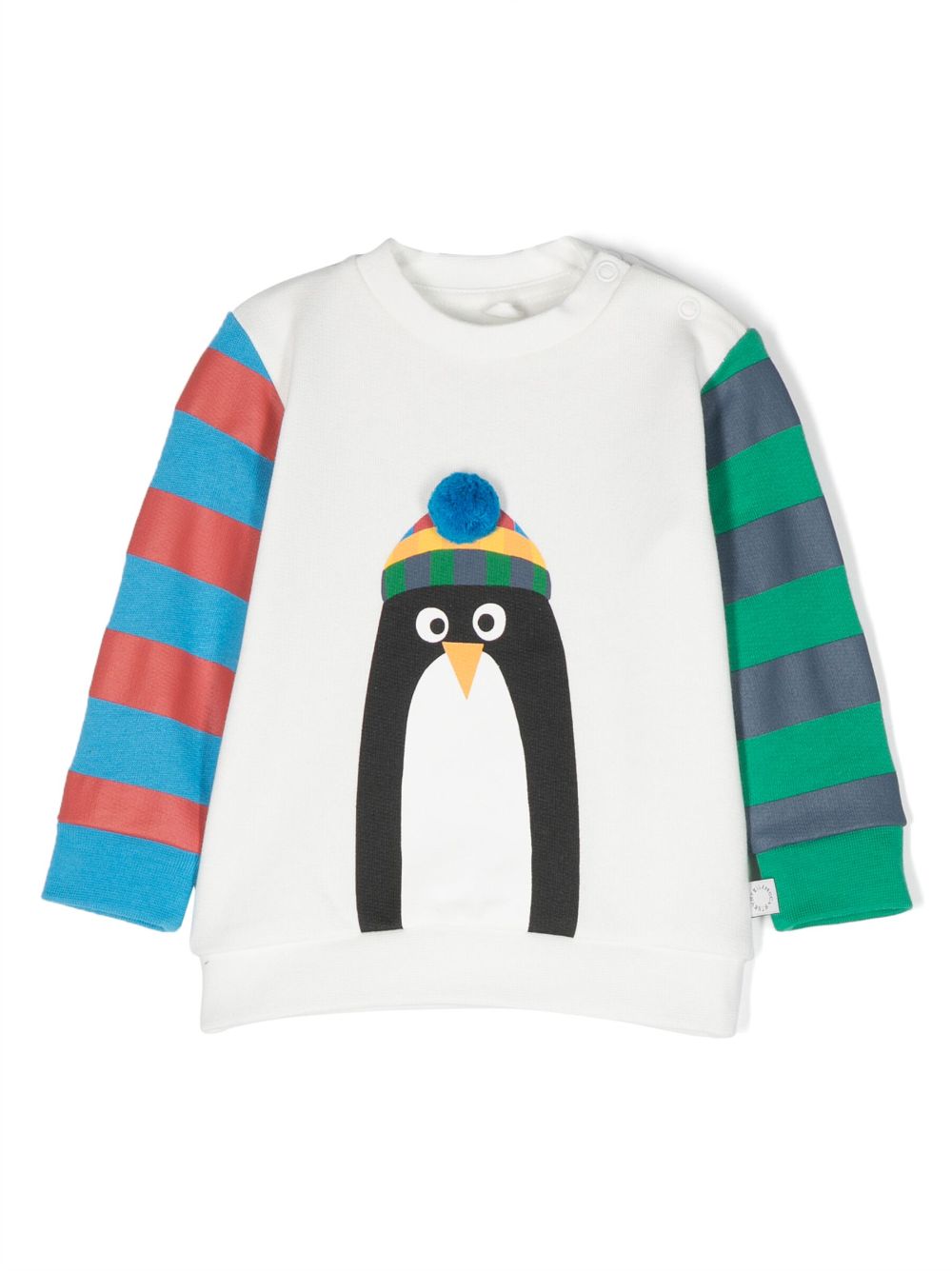 Penguin-print striped cotton sweatshirt - White