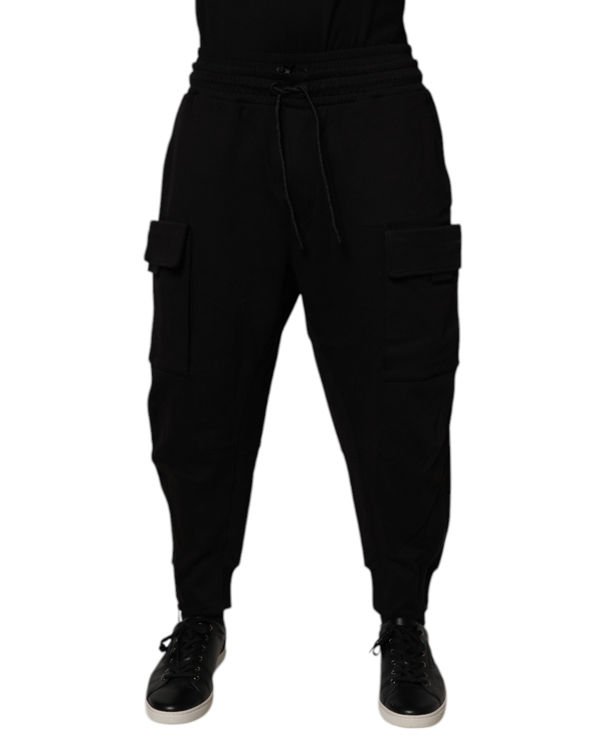 Cargo Cotton-Nylon Joggers — Black