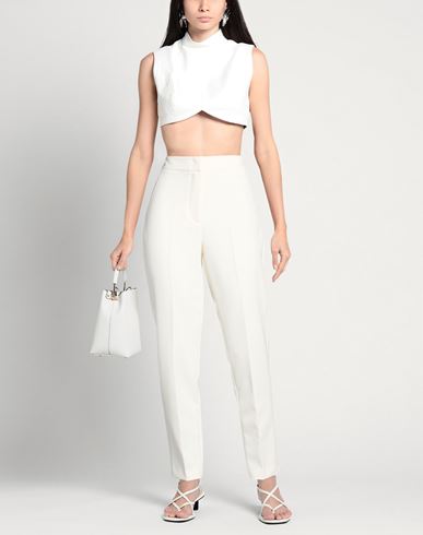 Woman Pants Off white Size S PES, Elastane