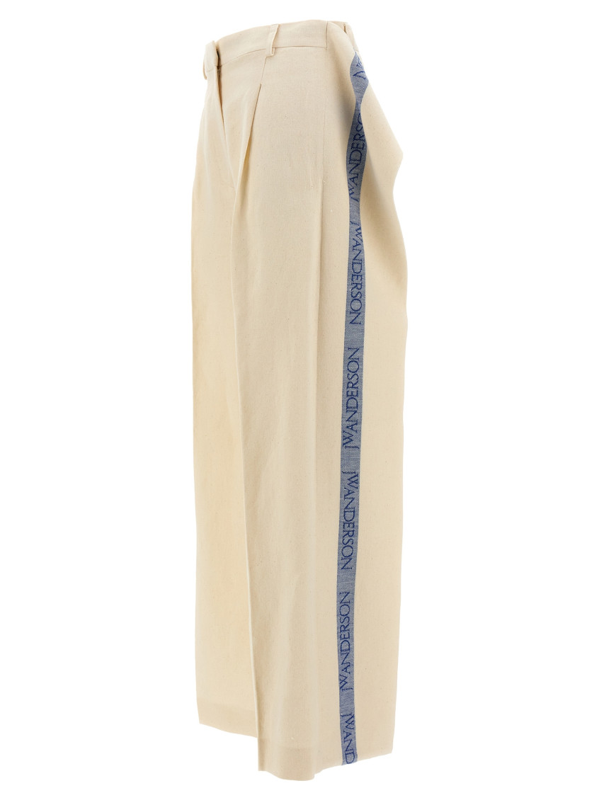 Logo-stripe palazzo pants - Neutrals