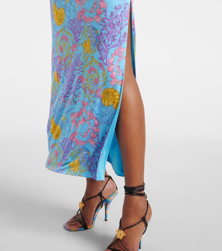 Versace Underwater Barocco draped jersey gown