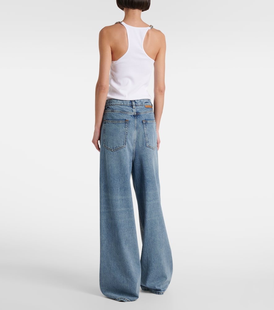 Crystal-embellished wide-leg jeans