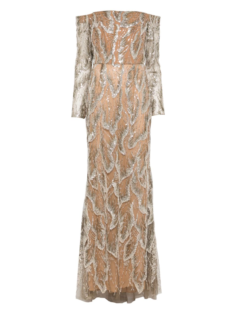 Off-shoulder embellished gown - Silver
