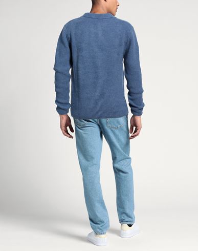 Man Cardigan Slate blue Size L Wool, Polyamide