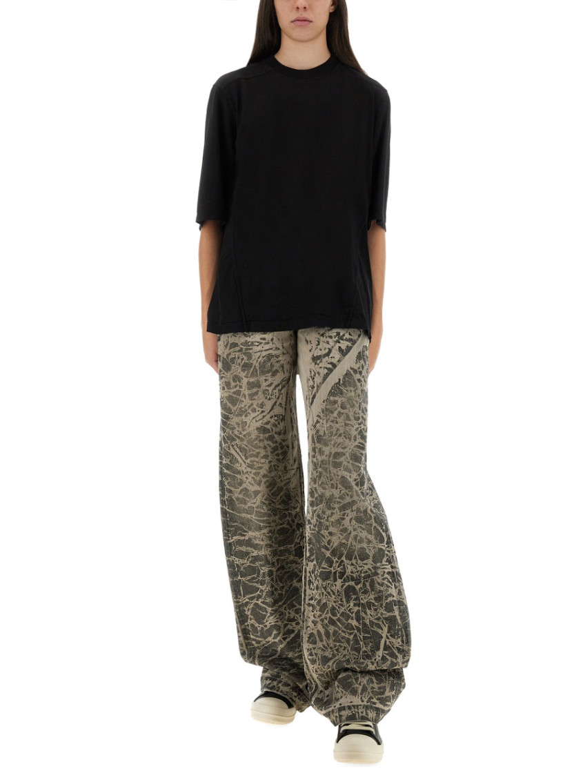 Black Printed Relaxed Mid Rise Jeans