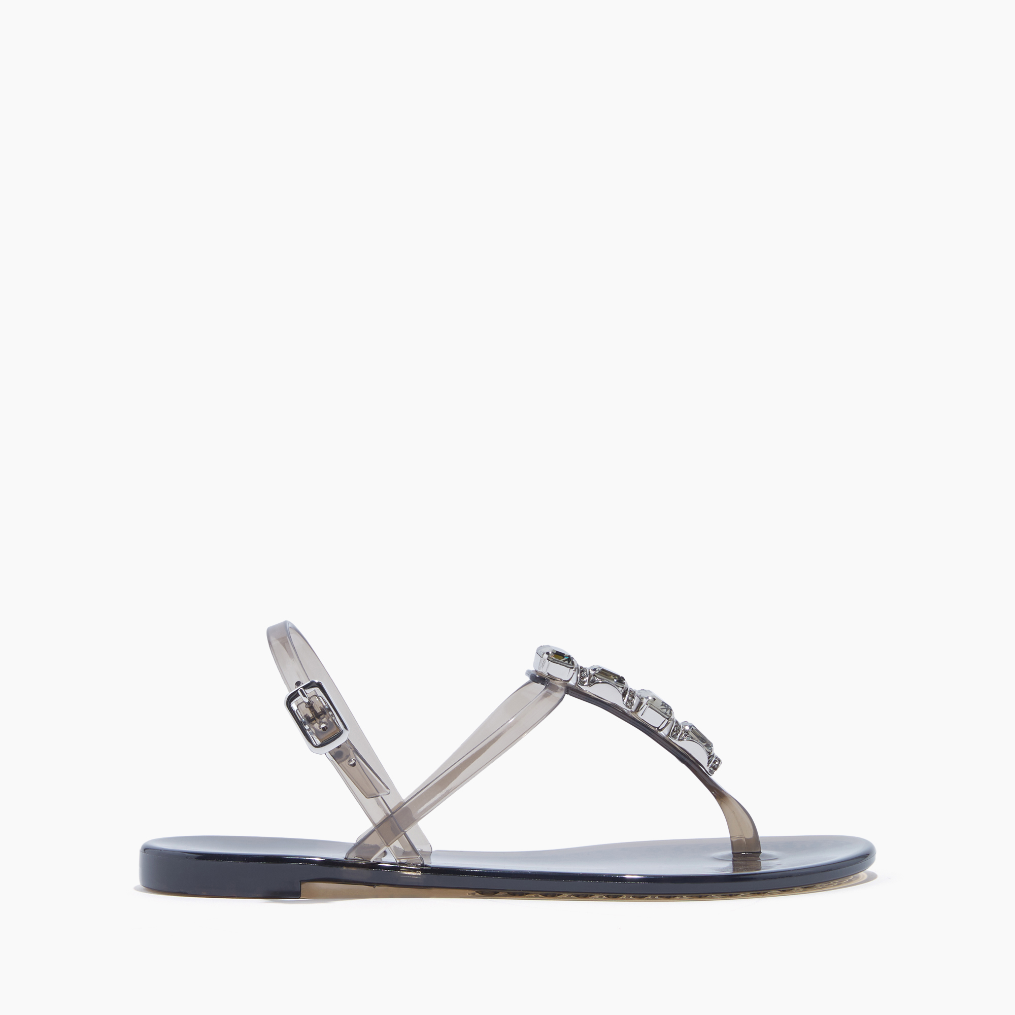 Jelly Jeweled Pvc Flat Sandals