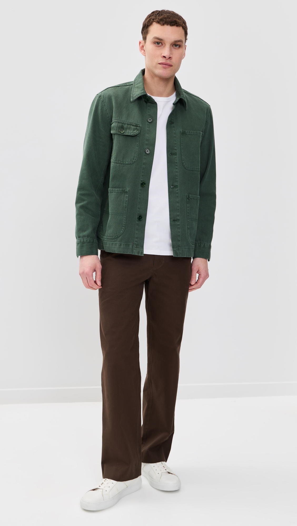 Garment Dyed Work Jacket in Recycled Denim Faded Cypress