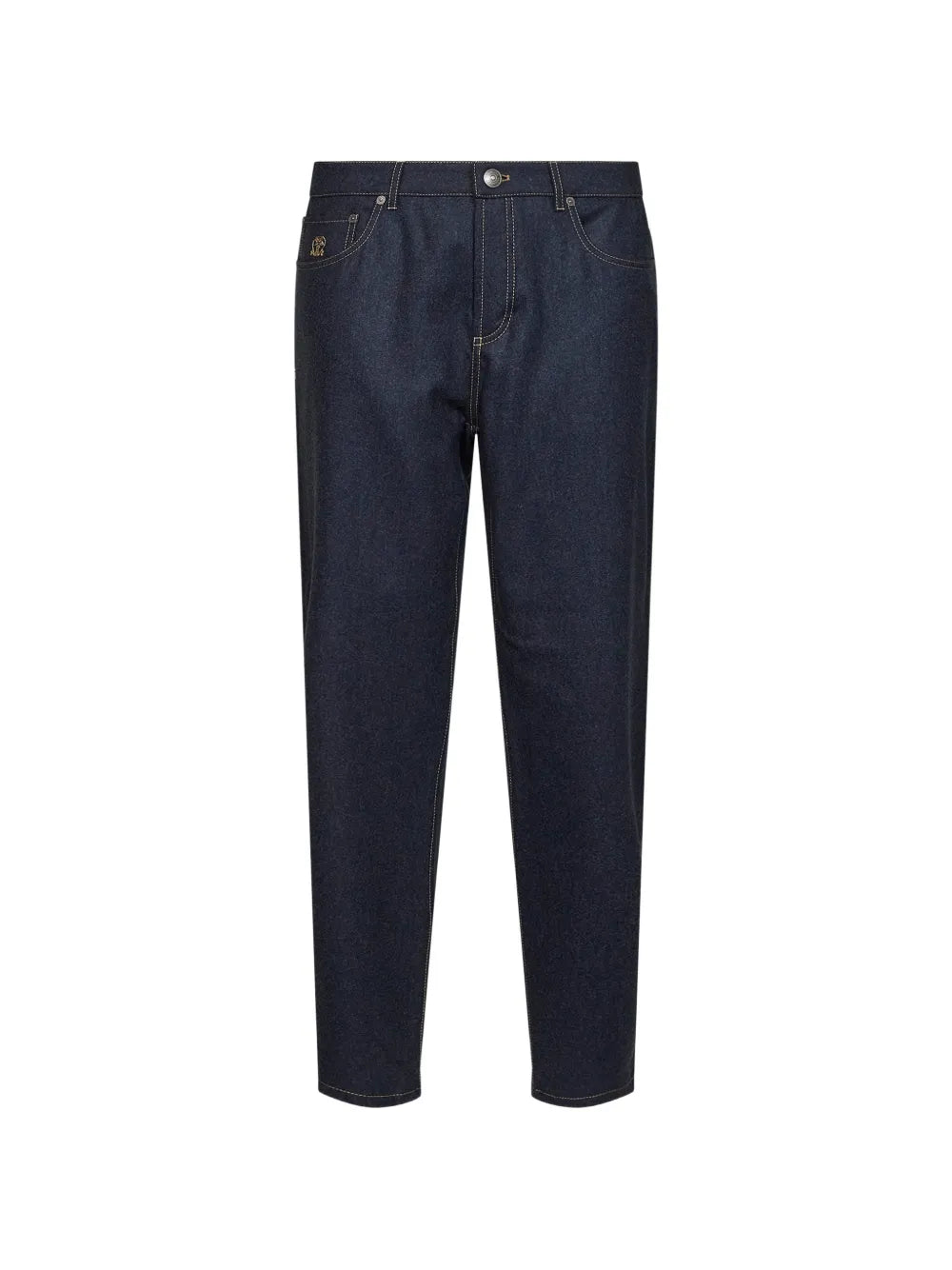 Virgin Wool Tapered Trousers — Navy
