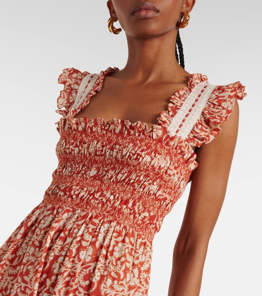 Rixo Brooke floral cotton and silk midi dress