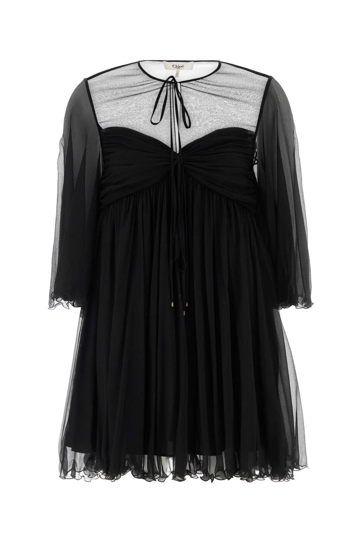 Sheer Georgette Dress — Black