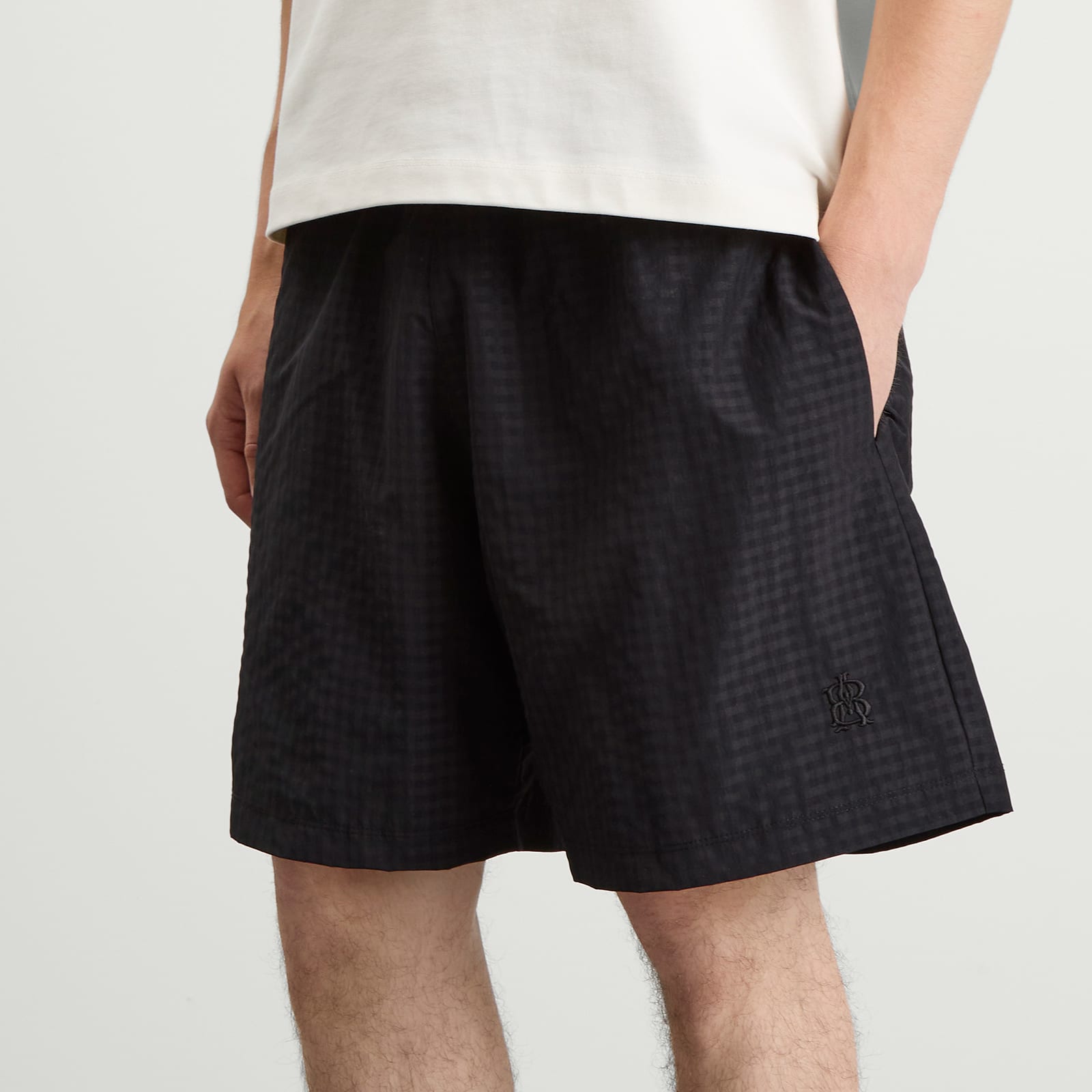 Men's Seersucker Swim Short Black