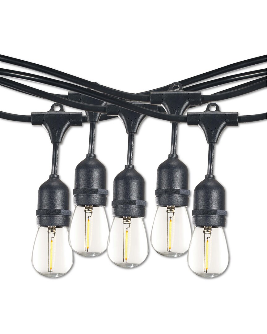 30ft String Light Kit With Clear Shatter Resistant Vintage Style S14 LED Light Bulbs, 2pk