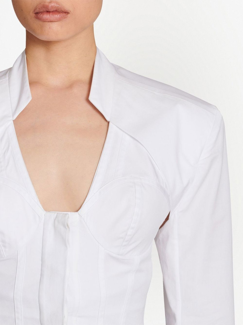 Poplin lingerie cropped shirt Woman