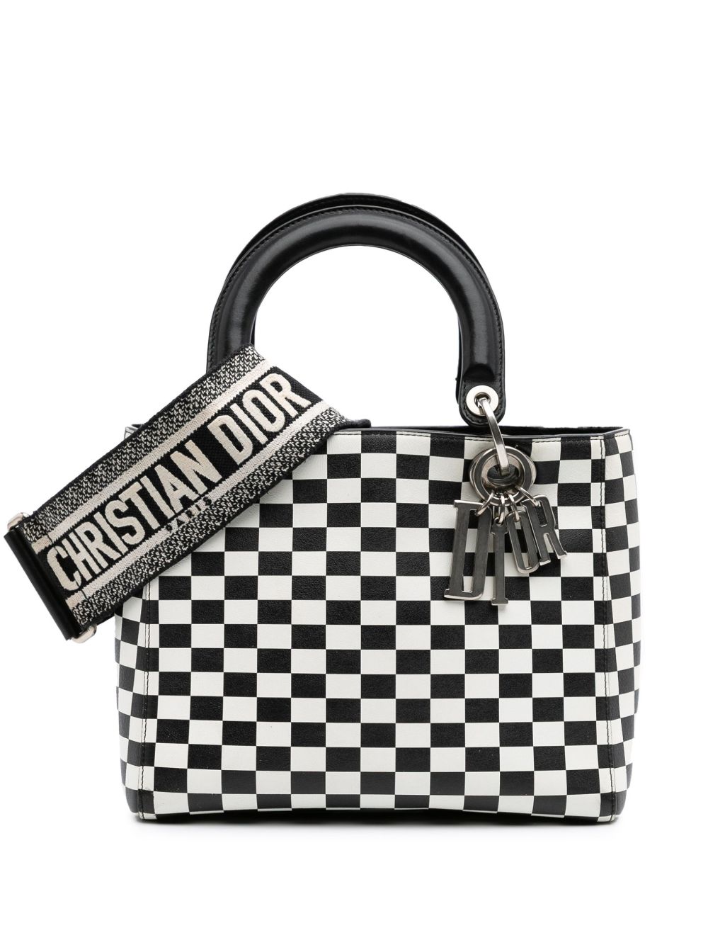 2018 Medium Calfskin Checkered Lady Dior satchel - Black