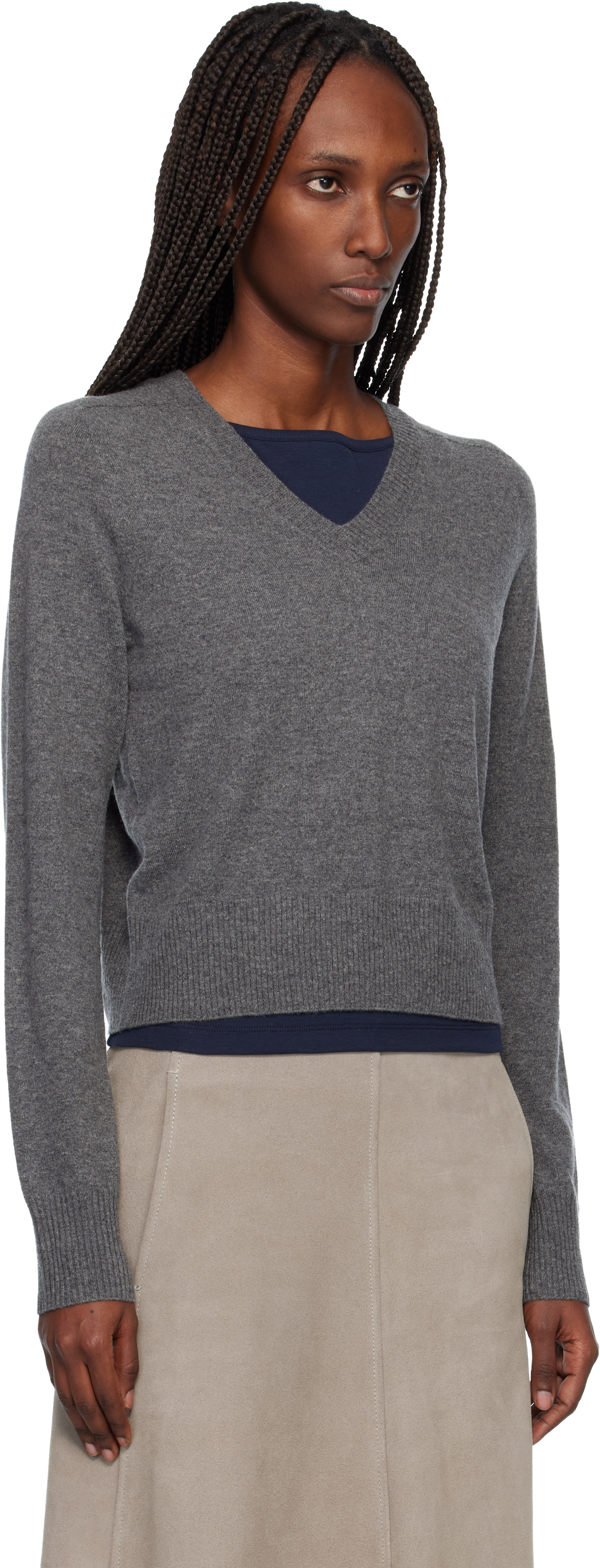 Gray Boston V-Neck Sweater