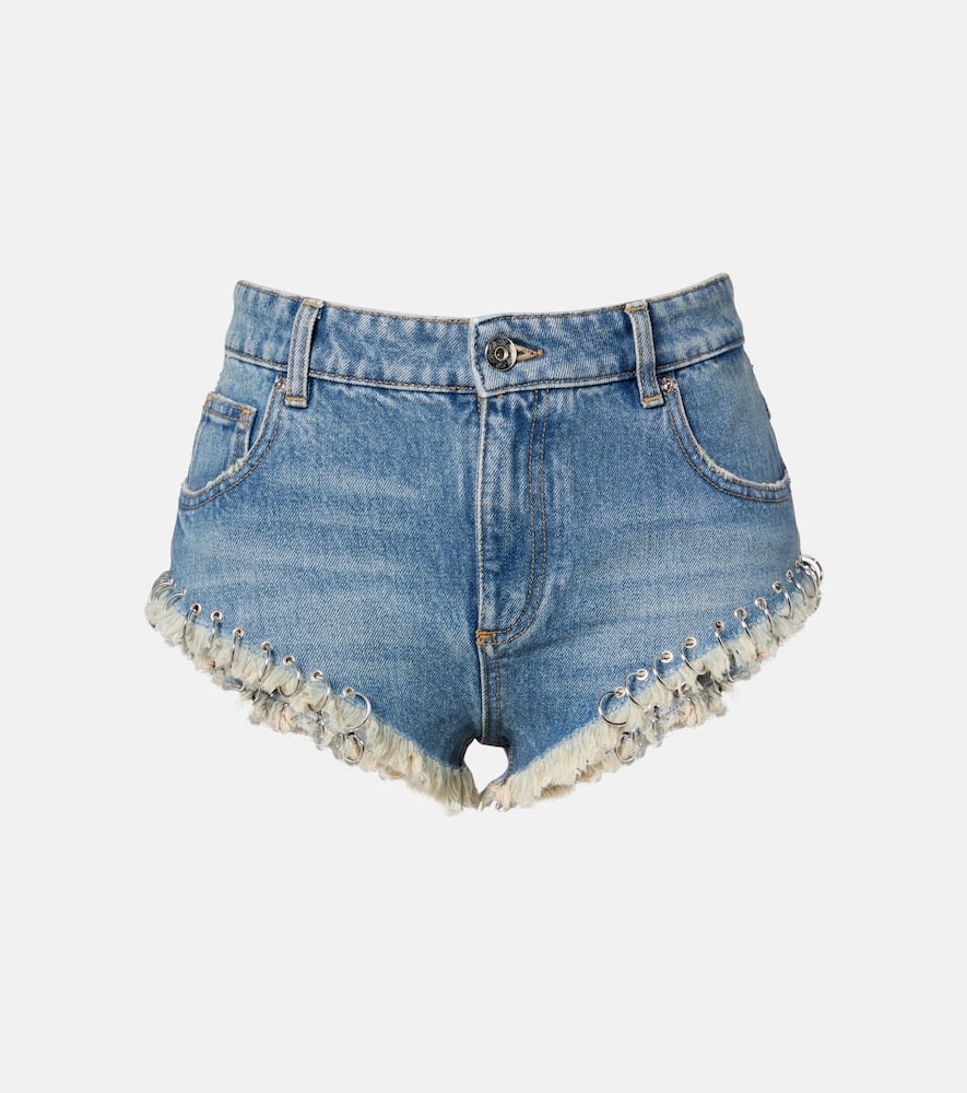 Embellished denim shorts