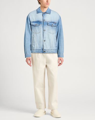 Man Denim outerwear Blue Size 36 Cotton