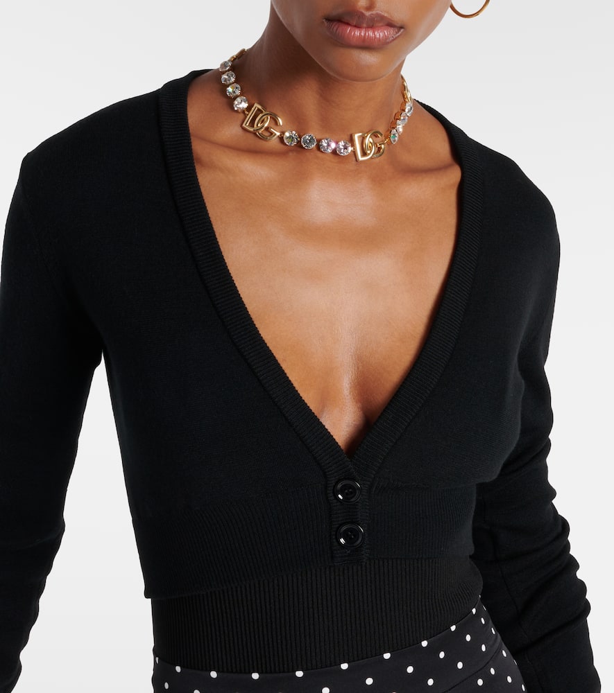 Cropped virgin wool cardigan