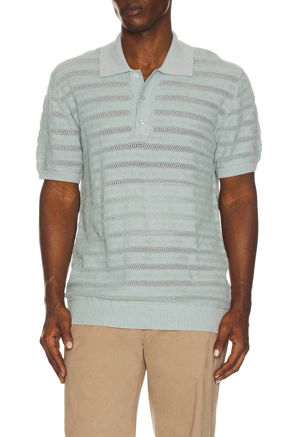 Frescobol Carioca Vidal Buttoned Polo in Coastal Blue - Baby Blue. M also in S, L, XL/1X