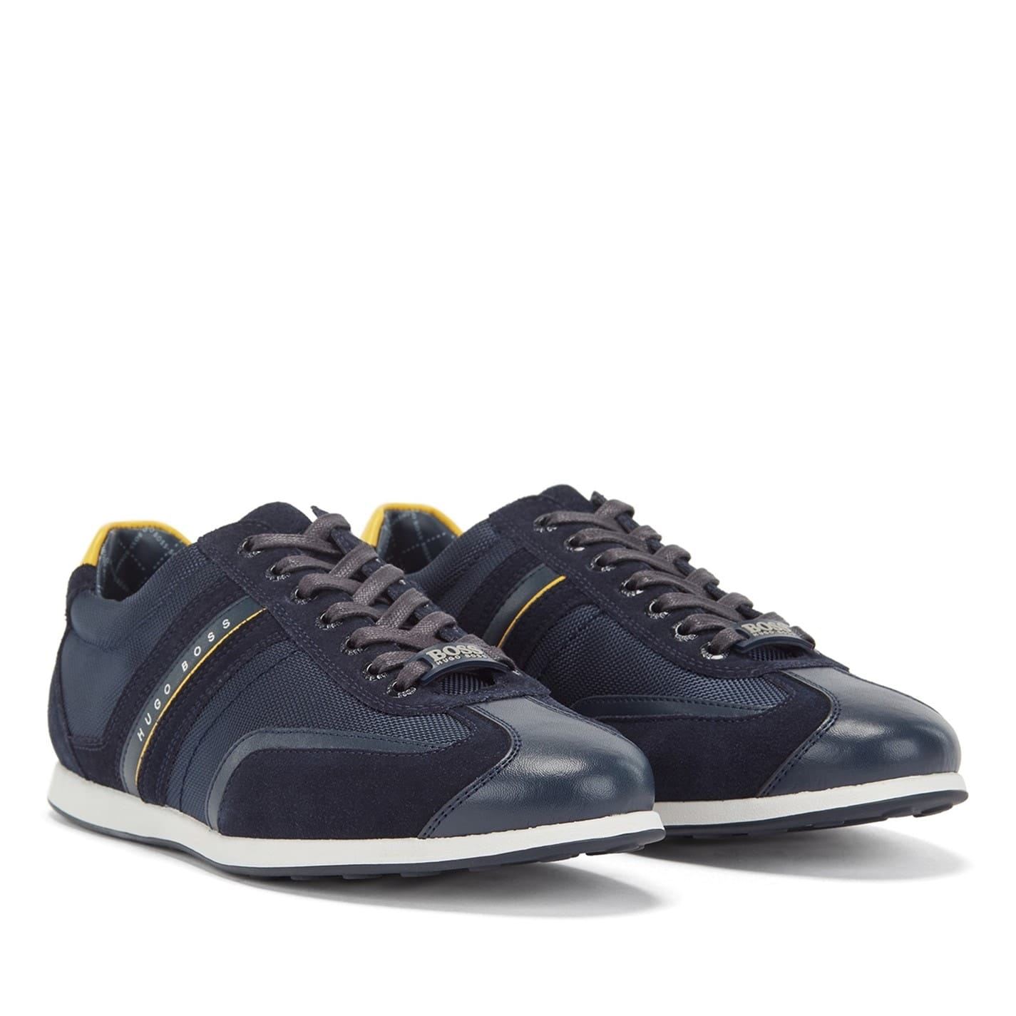 Boss Mens Stiven Lace Up Low Top Sneakers in Navy