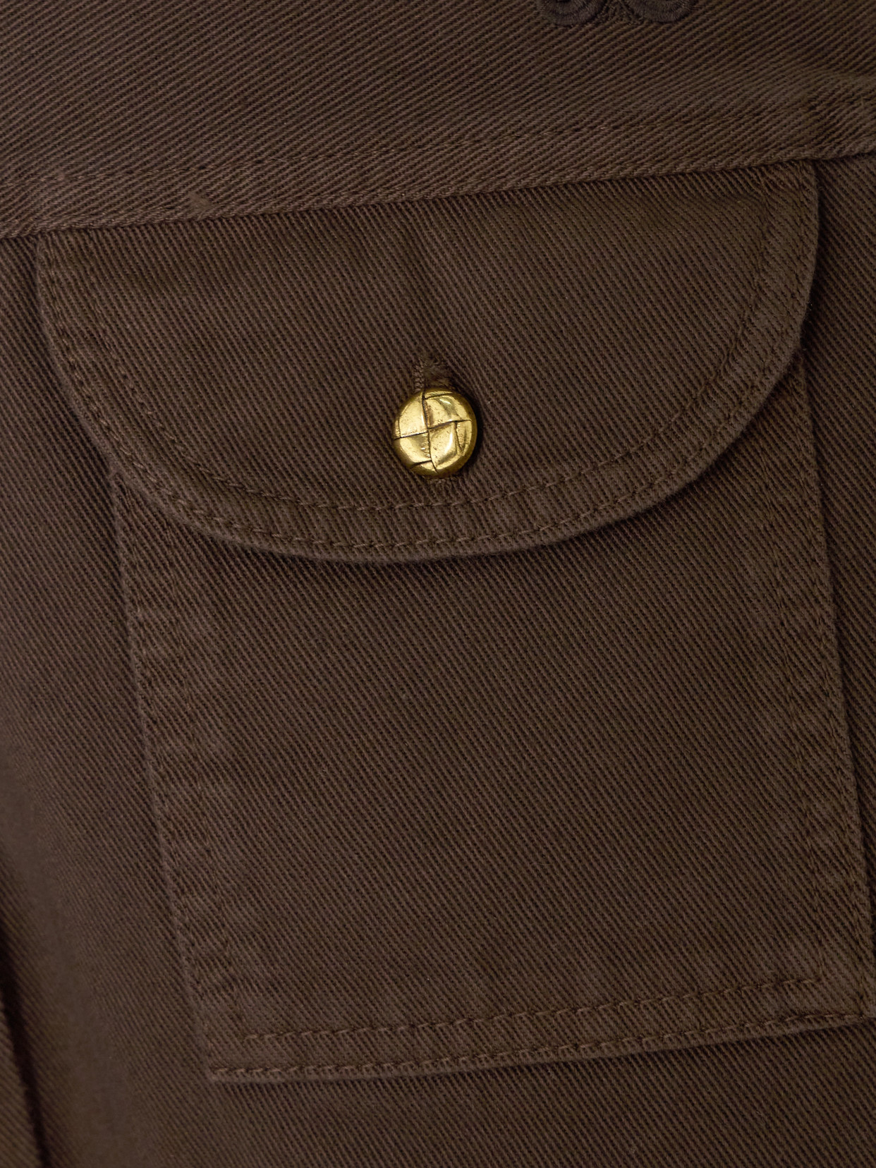 Berber Embroidered Denim Shirt - Brown