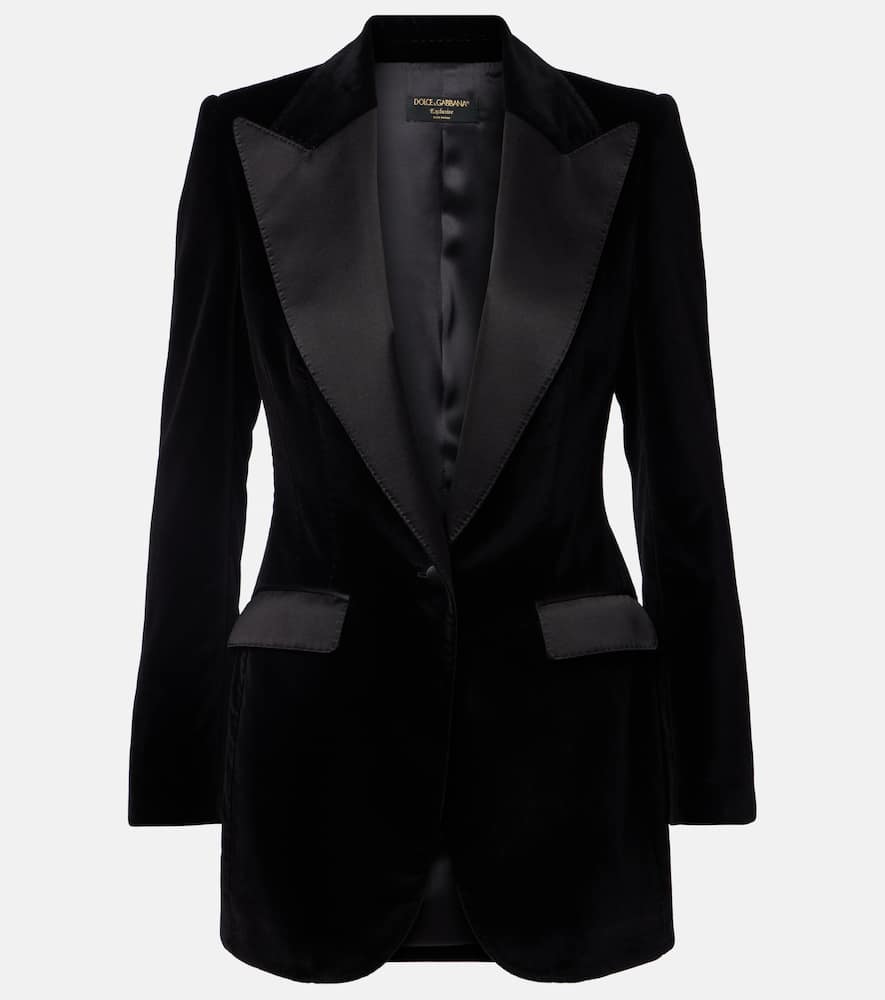 Cotton-blend velvet tuxedo jacket