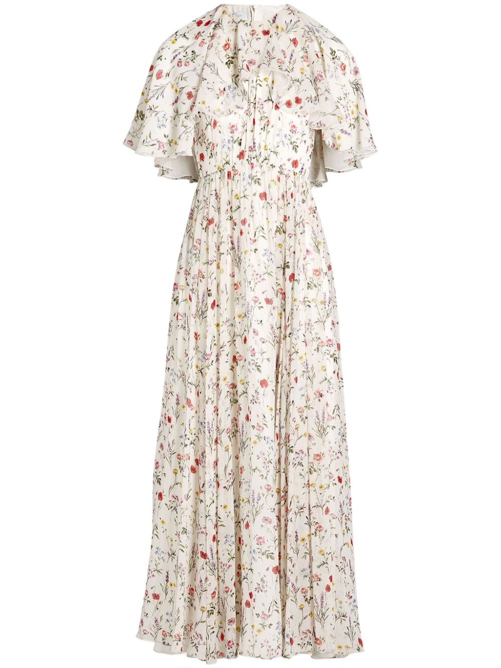 Impressionist-print dress - White