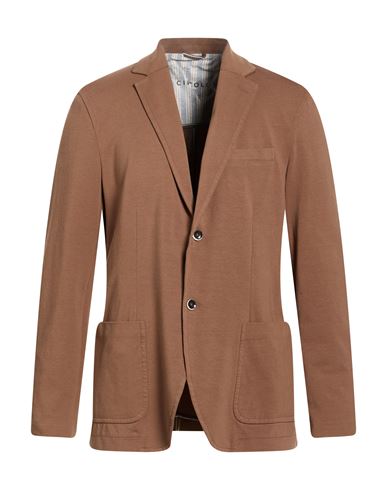 Man Blazer Light brown Size 44 Cotton, Elastane