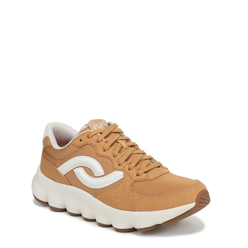 Women's Podflow Retro Walking Sneakers (Yellow Oak Mesh Fabric)