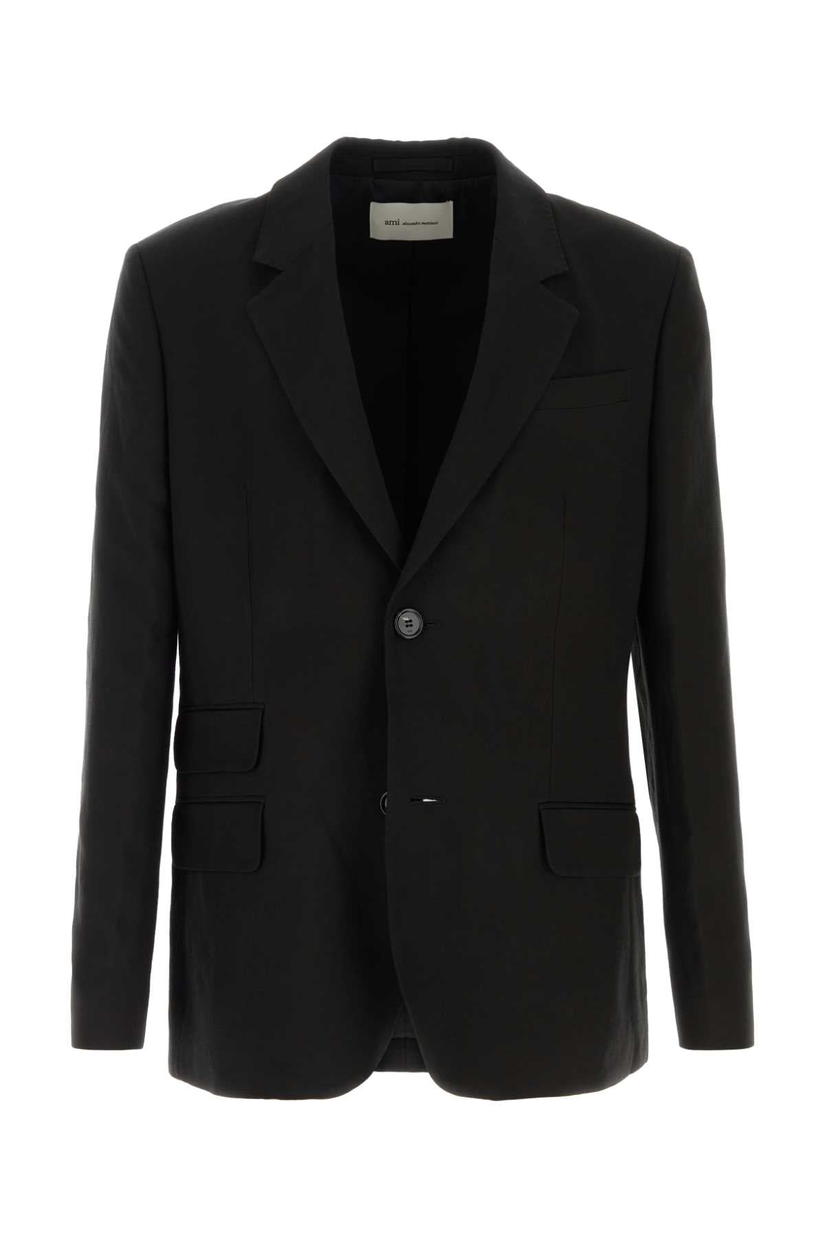 Viscose Linen Tailored Blazer — Black