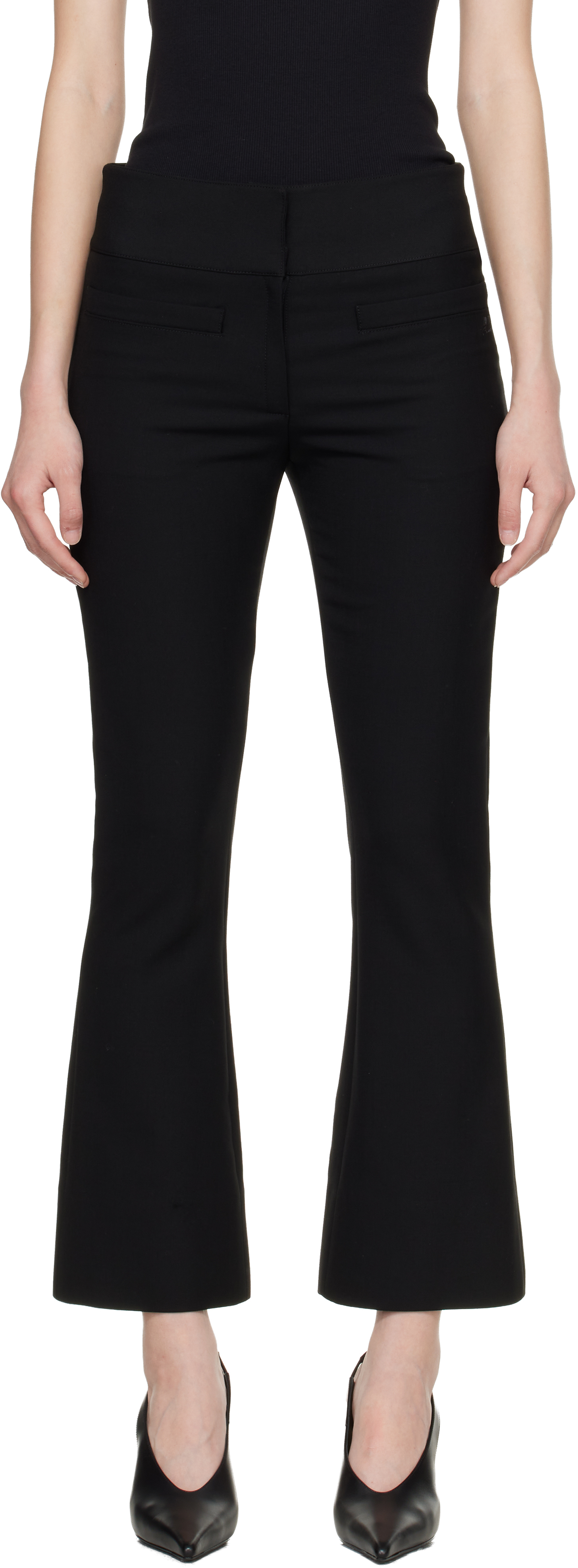 Black Heritage Cropped Bootcut Trousers