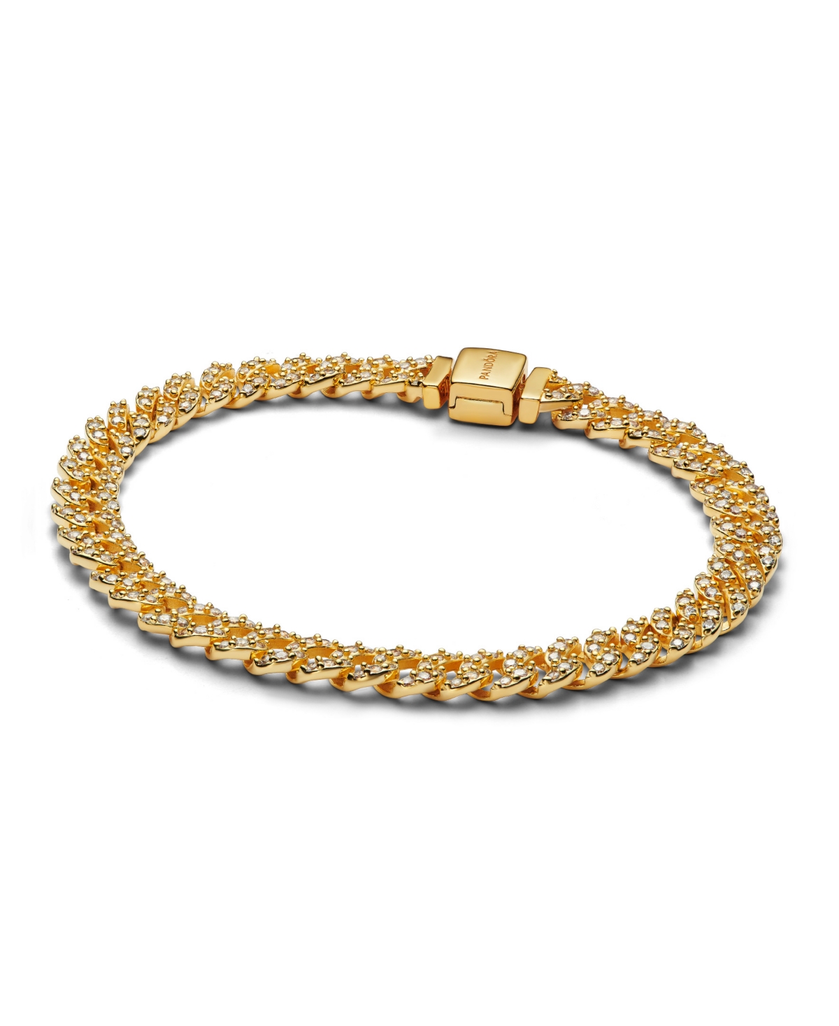 Gold-Plated Pave Cuban Chain Bracelet - Gold