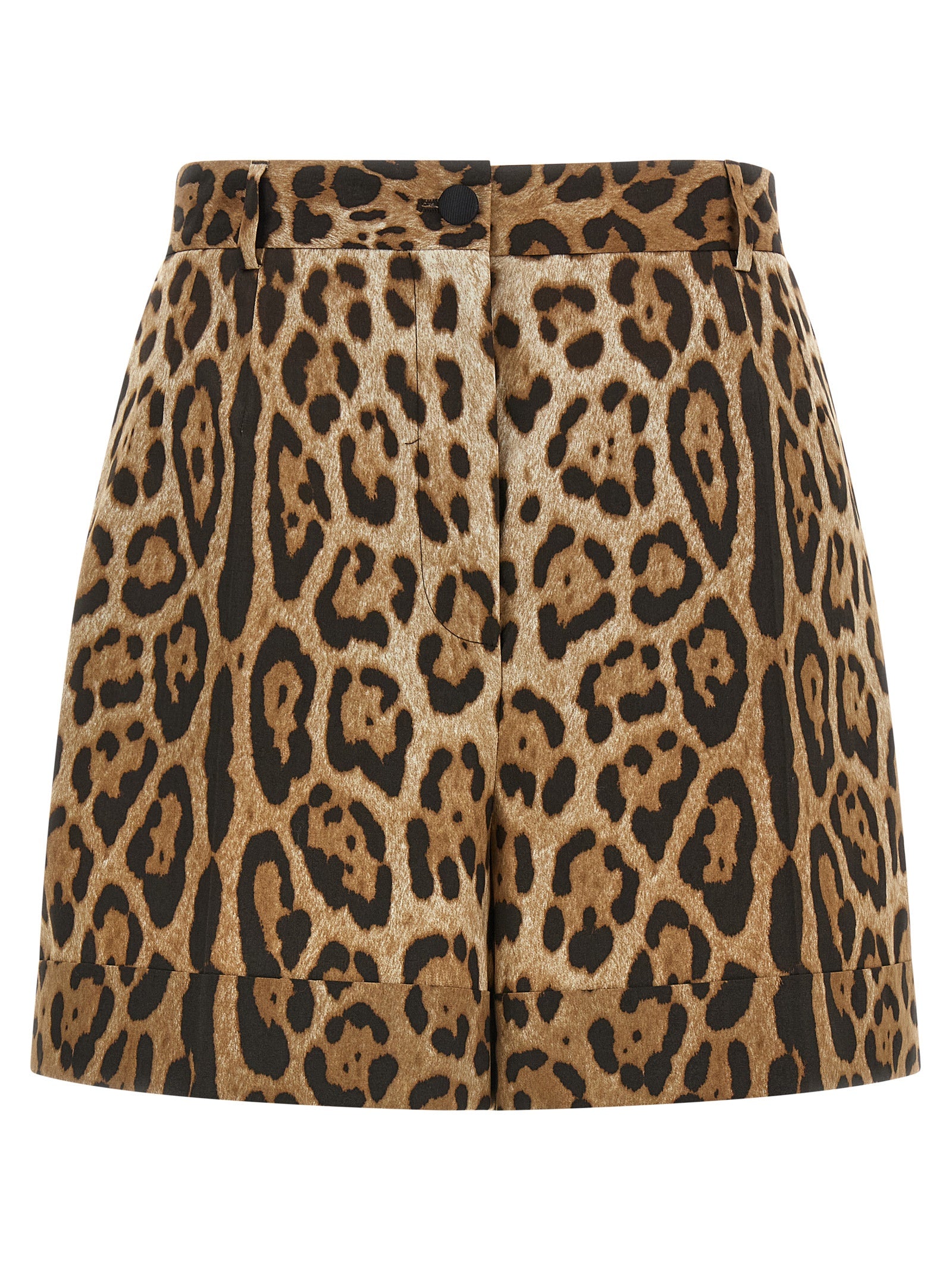 Leopard-Print Cotton Bermuda Shorts — Brown