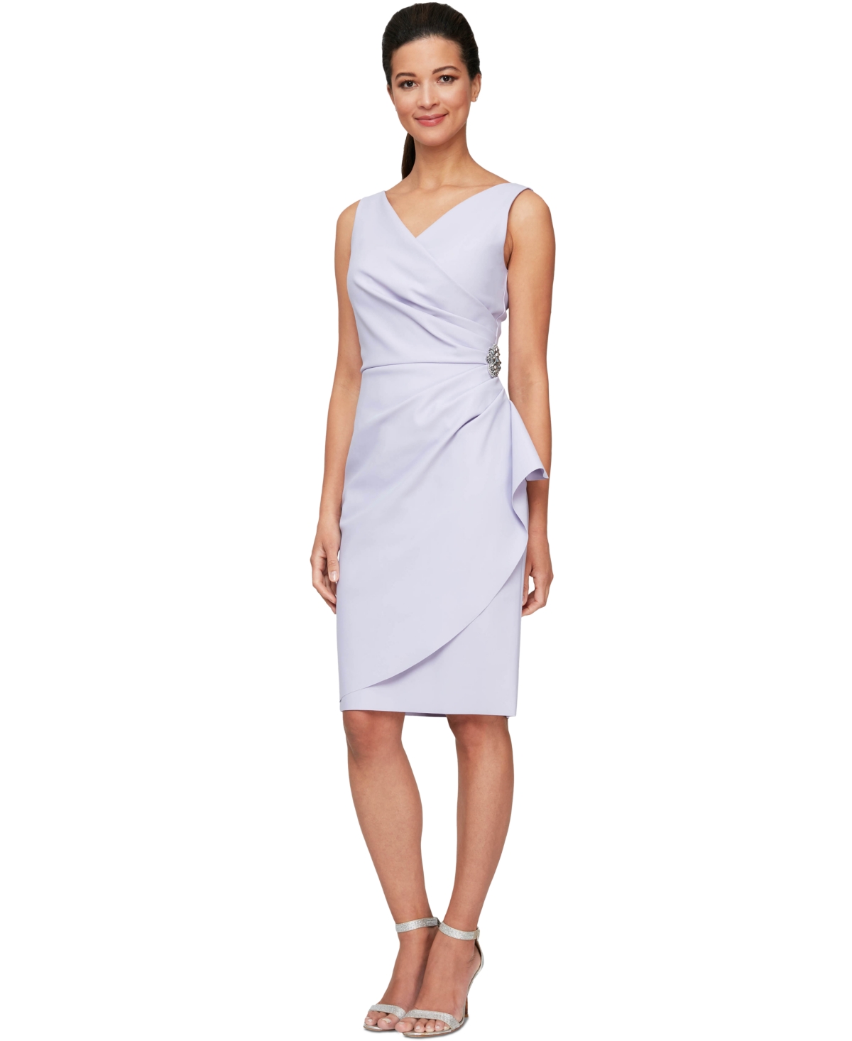 Compression Embellished Ruched Sheath Dress - Lavender