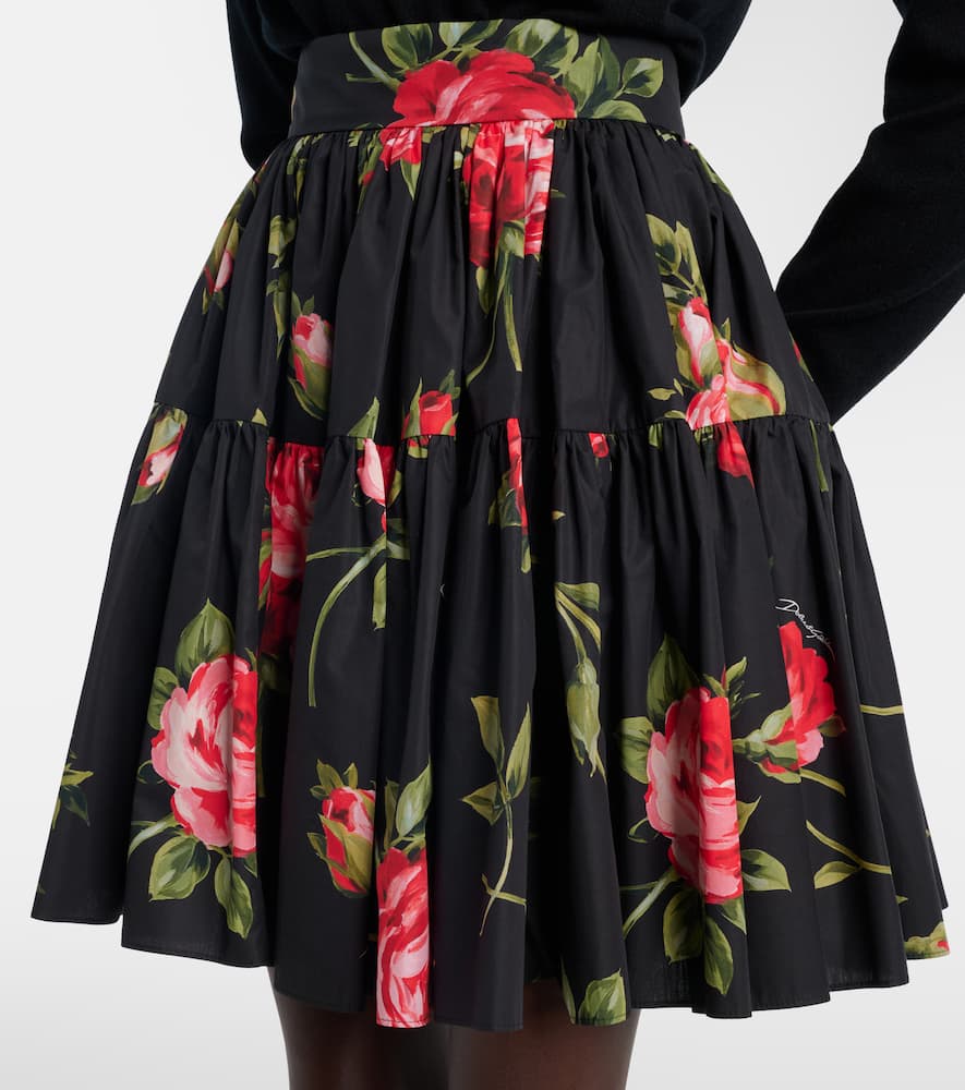 Floral cotton miniskirt
