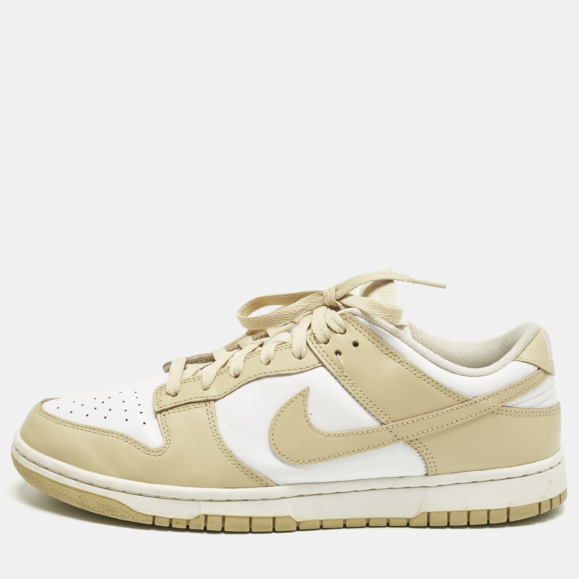 Nike Beige/White Leather Dunk Low Team Gold Sneaker