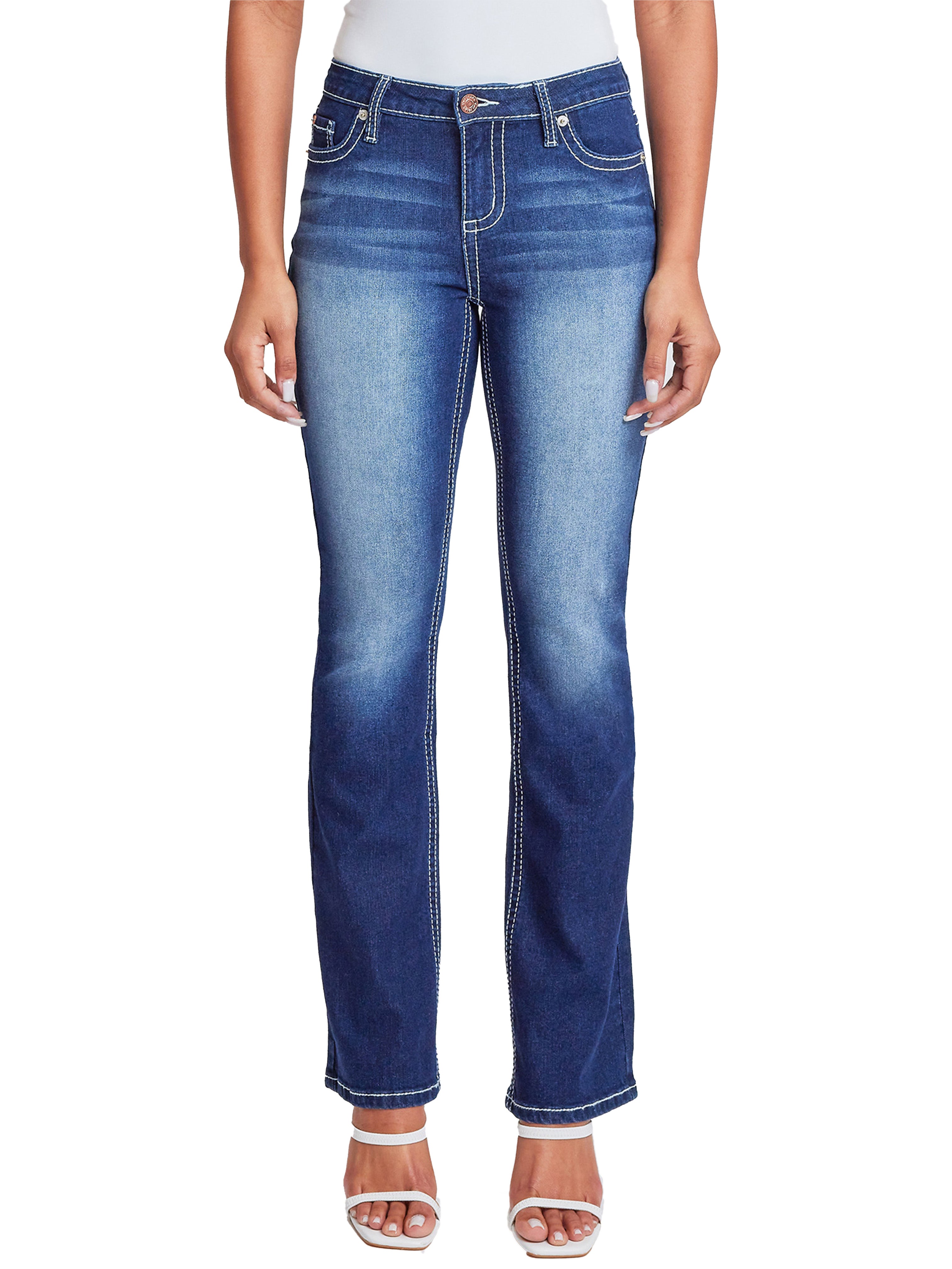 Women's Bootcut Heavy Stitch with Embroidered Pockets Jeans