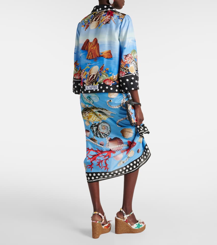 Capri printed silk satin shirt