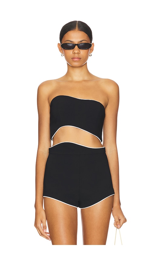 Amanda Uprichard CROP-TOP ADRIENNE in Black. Größe XL. Also in L