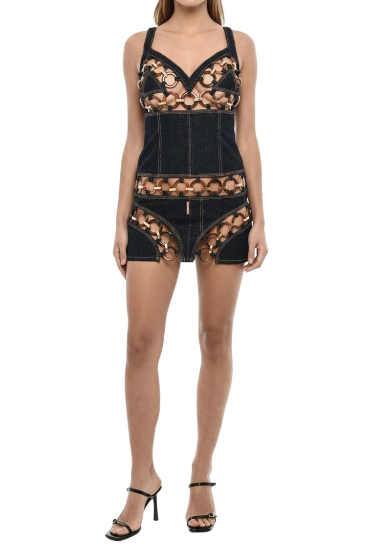 Black Sweet Heart Neck Mini Dress