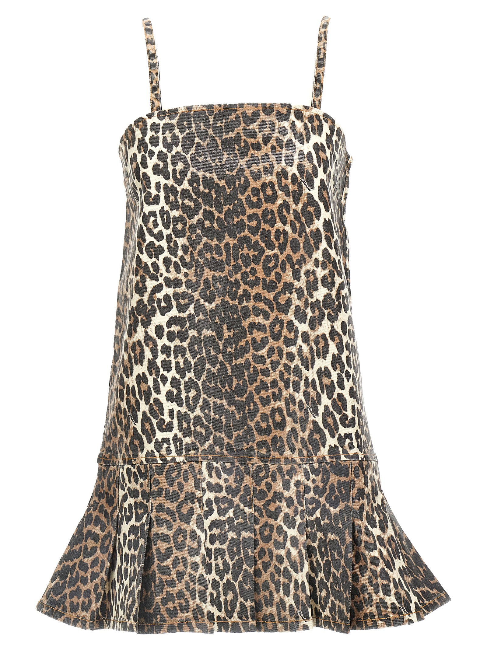 Leopard Print Organic Denim Dress — Multi