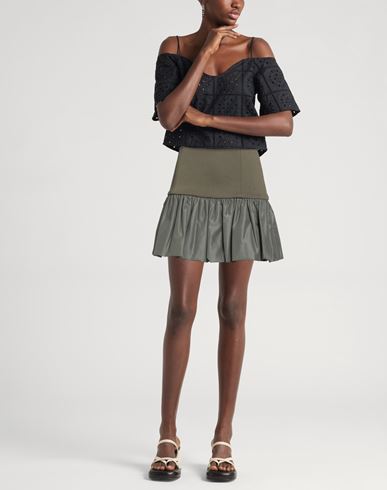 Woman Mini skirt Military green Size 2 Cotton, Polyester