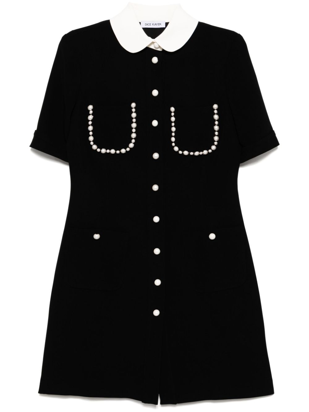 Short sleeves peter pan collar shift dress - Black