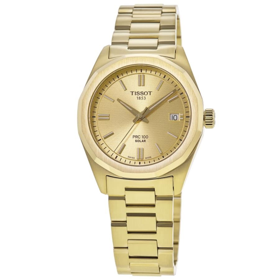 PRC100 Solar Champagne Dial Yellow Gold PVD Steel Women's Watch T151.822.33.021.00
