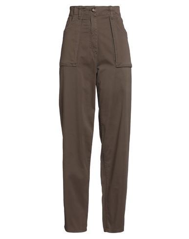 Woman Pants Khaki Size 8 Cotton, Elastane