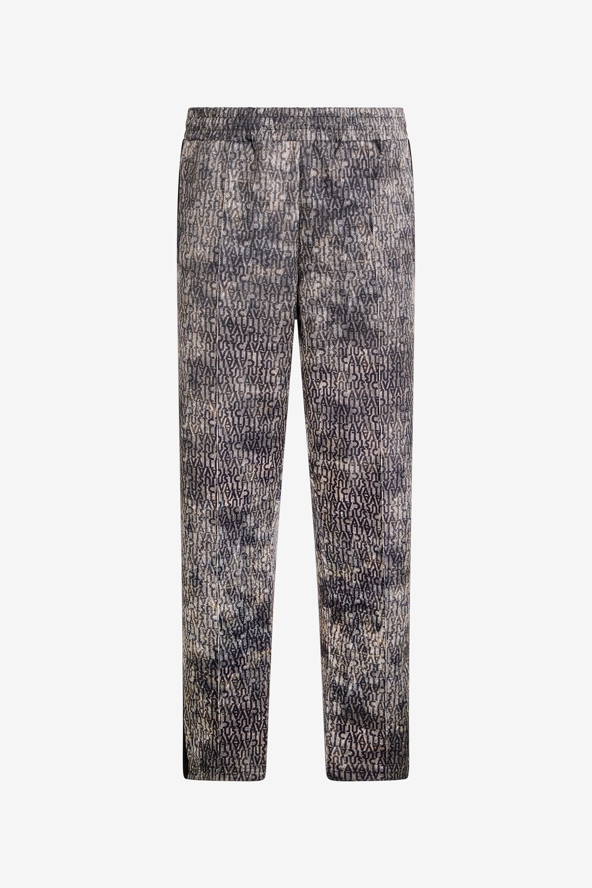 Faded Effect Trousers With All-over Lettering