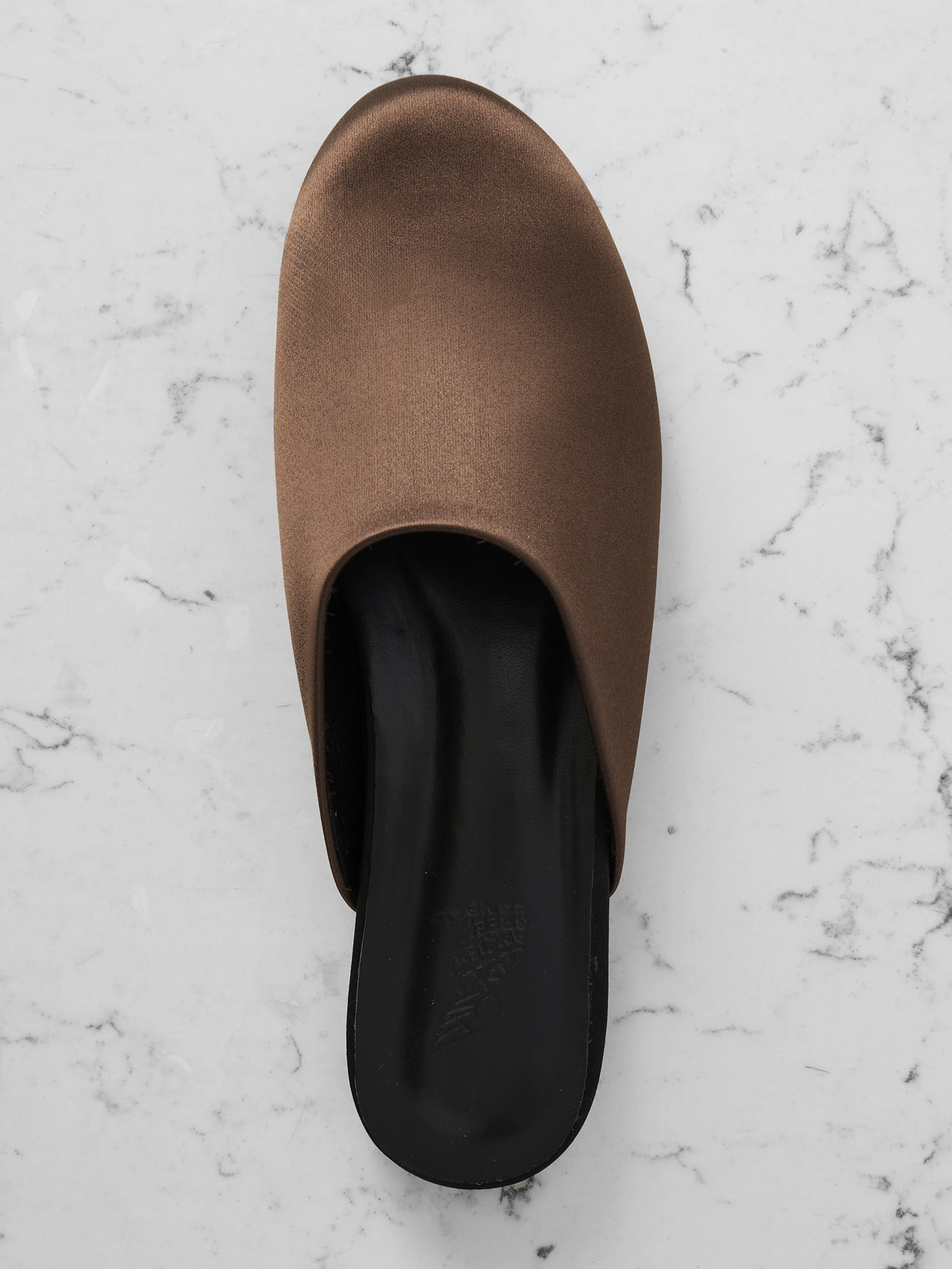 The Slipper Satin Mules - Brown