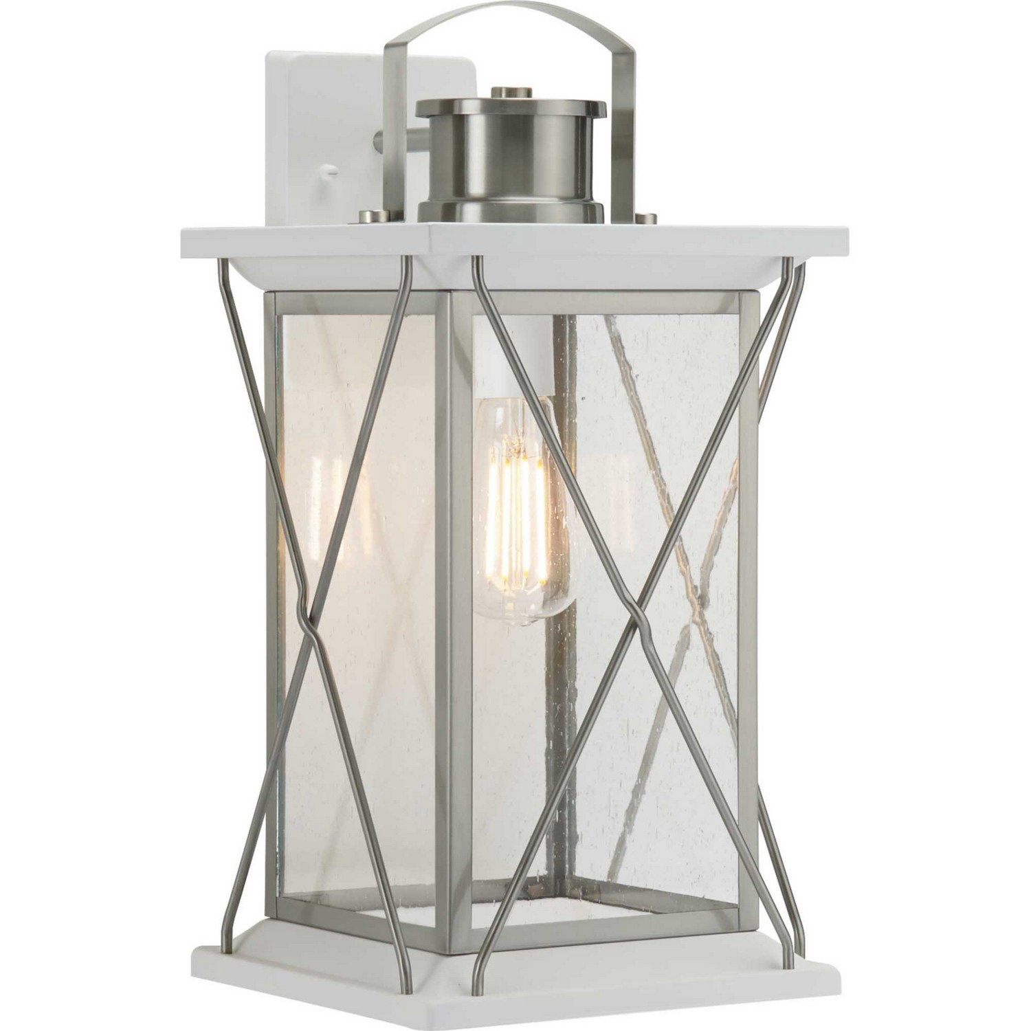 Stainless Steel One Light Wall Lantern from the Barlowe Collection