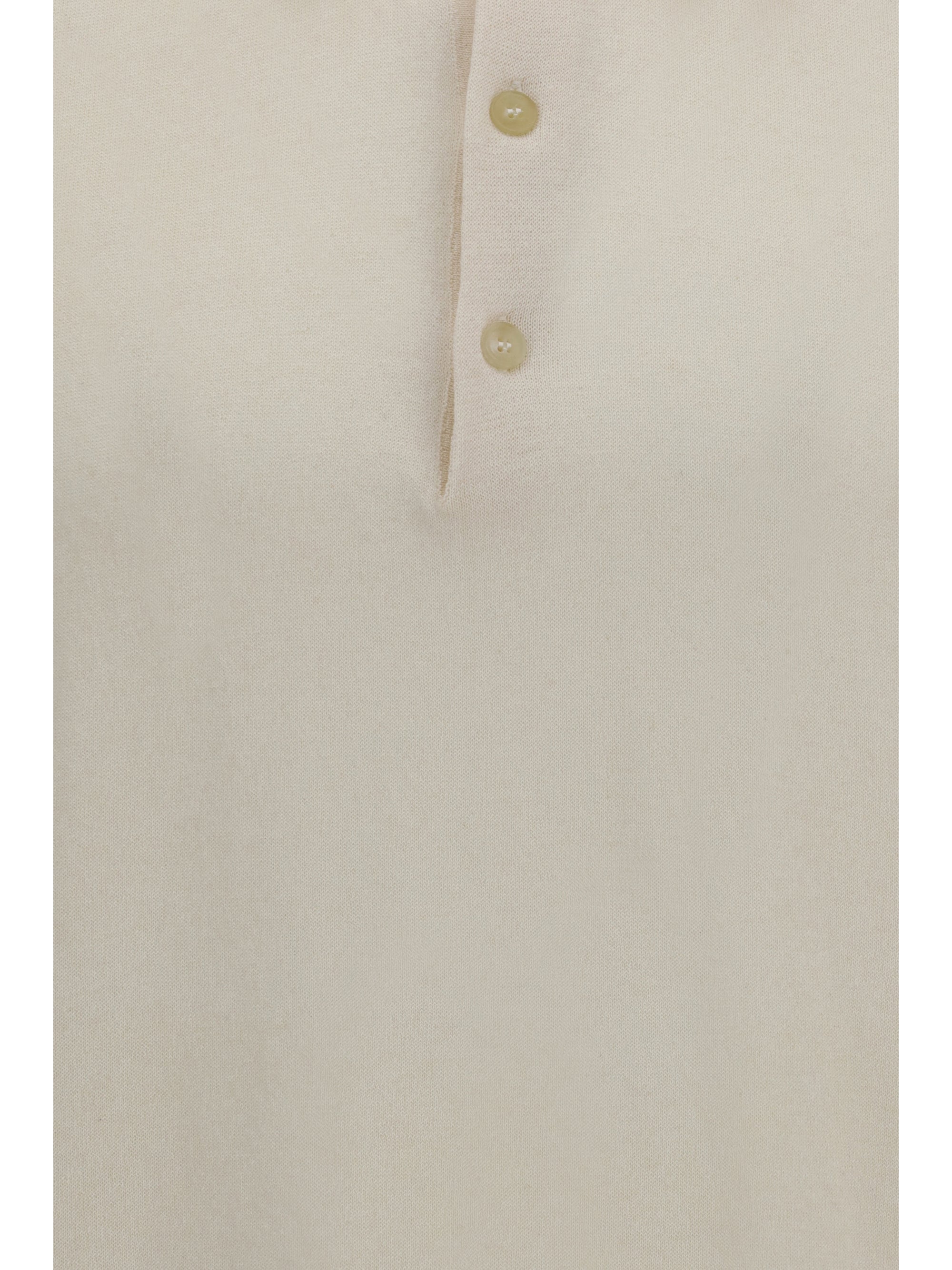 Ribbed Collar, Asymmetric Hem Polo Shirt — White