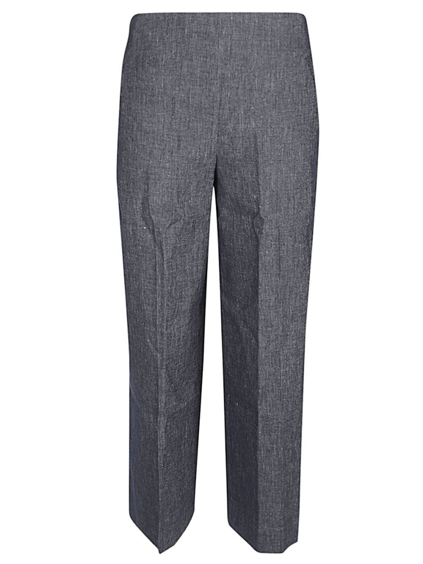 Dark Grey Straight Leg Linen Blend Trousers